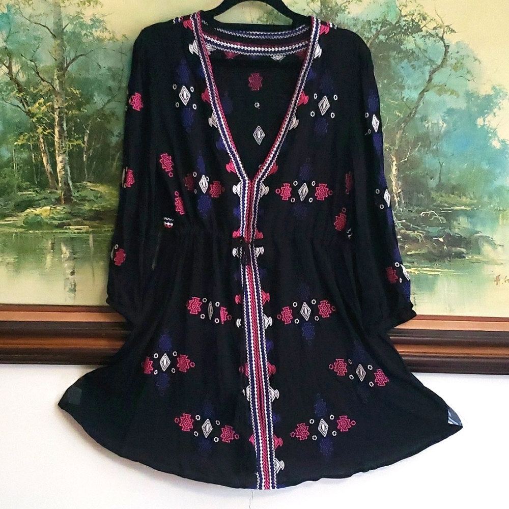 NWOT Embroidered Boho Dress Size M